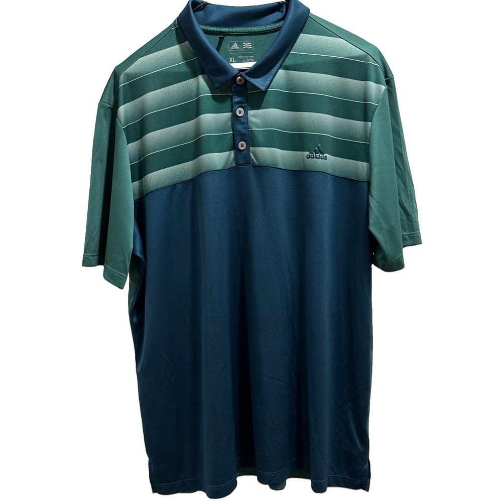 Adidas Performance color block " Golf" Polo Shirt teal blue green XL EXCELLENT